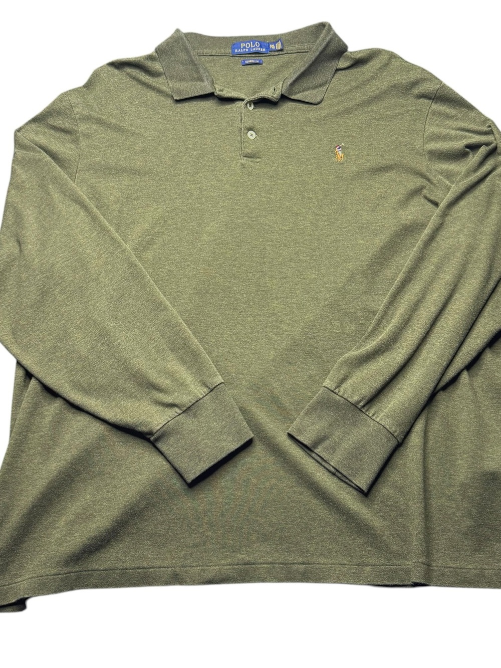 Polo Ralph Lauren Green Long Sleeve Classic Fit Polo Shirt size XXL Very Soft
